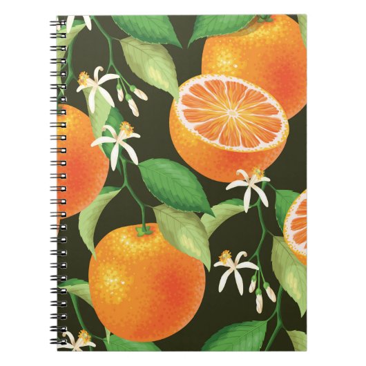 Levendig Oranje naadloos patroonontwerp Notitieboek (Voorkant)