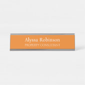 Levendig Oranje Professioneel Bureaunaam Bord Bureau Naambordje (Voorkant)