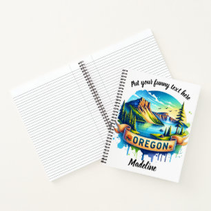 Levendig Oregon landschap met bergen en meer Notitieboek