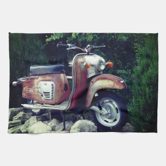 Levendig oude theedoek met scooter 40,6 x 61 cm (Horizontaal)