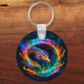 Levendig Ouroboros Dragon Art Symbool Sleutelhanger (Voorkant)