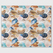 Levendig over zeeschelpen gepatterd cadeaupapier (Vlak)