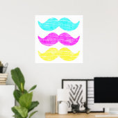 Levendig Overlappend CMY Snorpatroon Poster (Thuiskantoor)
