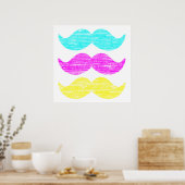 Levendig Overlappend CMY Snorpatroon Poster (Keuken)