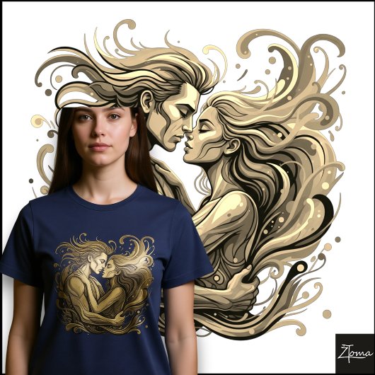 Levendig Paar Omhelst Psychedelische Stromende Kun Tri-Blend Shirt