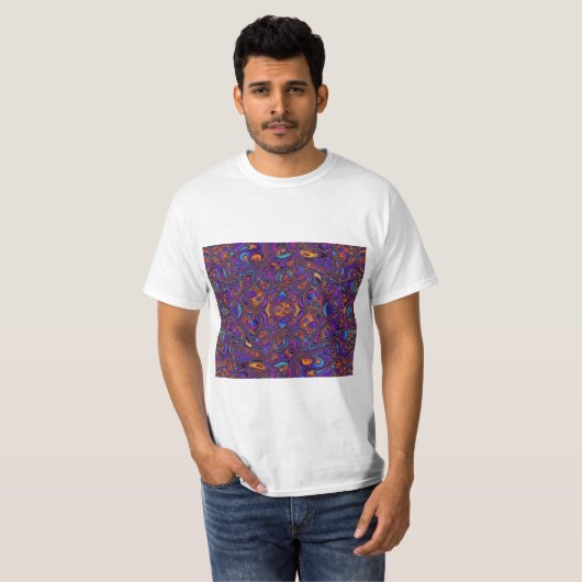 Levendig Paars & Blauw Abstract Golfpatroon T-shirt (Voorkant volledig)