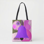 Levendig Paars Bloempatroon Tote Bag (Voorkant)