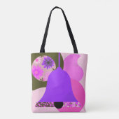 Levendig Paars Bloempatroon Tote Bag (Achterkant)