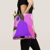 Levendig Paars Bloempatroon Tote Bag (Dichtbij)