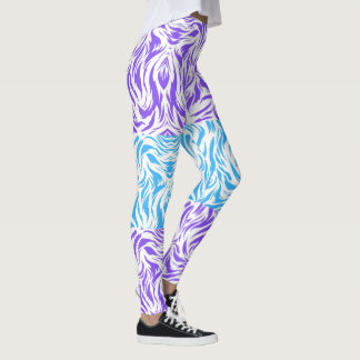 Levendig Paars en Blauw Abstracte Draai Patronen B Leggings