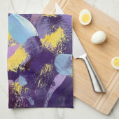 Levendig Paars en Geel, Abstracte Kunst Theedoek (Quarter Fold)