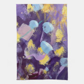 Levendig Paars en Geel, Abstracte Kunst Theedoek (Verticaal)