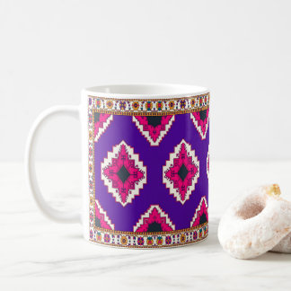 Levendig Paars Geometrisch Boho Folk Art Patroon Koffiemok