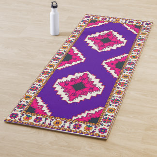 Levendig Paars Geometrisch Boho Folk Art Patroon Yogamat
