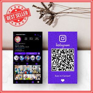 Levendig Paars Huishoudelijk Instagram QR Visitekaartje