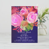 Levendig Paarse Modern Spring Floral Vrijgezellenf Kaart (Staand voorkant)