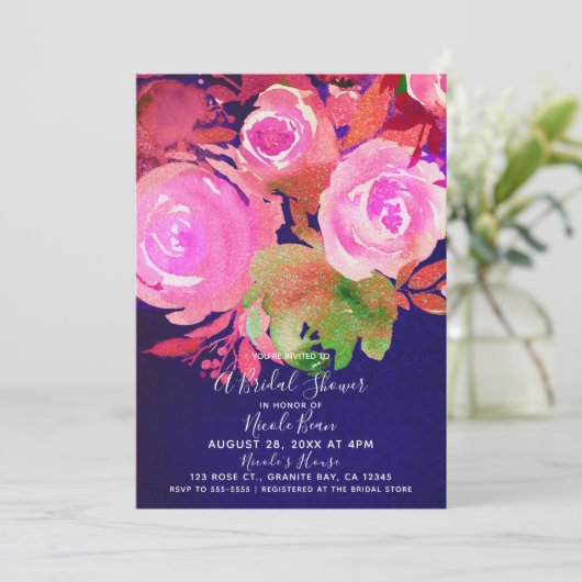 Levendig Paarse Modern Spring Floral Vrijgezellenf Kaart (Staand voorkant)