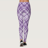 Levendig Paarse Plaid Alzheimer bewustzijnspatroon Leggings (Achterkant)