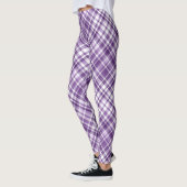 Levendig Paarse Plaid Alzheimer bewustzijnspatroon Leggings (Links)