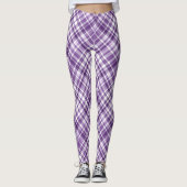 Levendig Paarse Plaid Alzheimer bewustzijnspatroon Leggings (Voorkant)