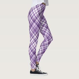 Levendig Paarse Plaid Alzheimer bewustzijnspatroon Leggings