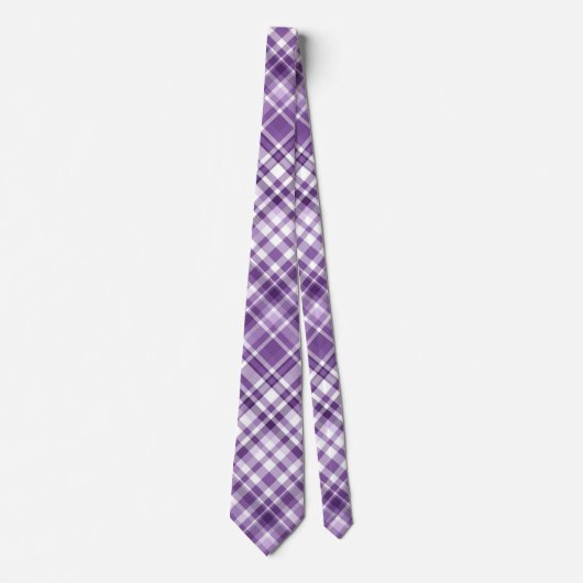 Levendig Paarse Plaid Alzheimer bewustzijnspatroon Stropdas (Voorkant)
