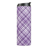 Levendig Paarse Plaid Alzheimer bewustzijnspatroon Thermosbeker (Gedraaid links)