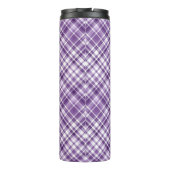 Levendig Paarse Plaid Alzheimer bewustzijnspatroon Thermosbeker (Achterkant)