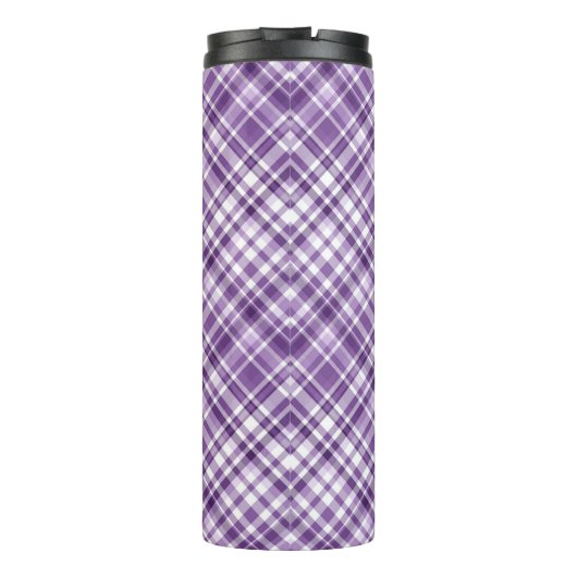 Levendig Paarse Plaid Alzheimer bewustzijnspatroon Thermosbeker (Achterkant)