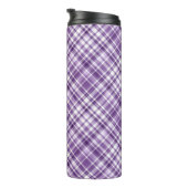 Levendig Paarse Plaid Alzheimer bewustzijnspatroon Thermosbeker (Geroteerd rechts)