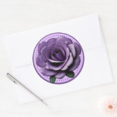 Levendig Paarse Roos – Elegant bloemontwerp Ronde Sticker (Envelop)