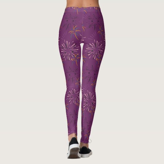 Levendig Paarse Starburst-patroon Leggings (Achterkant)