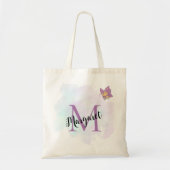 Levendig Paarse vlinder gepersonaliseerd monogram Tote Bag (Voorkant)
