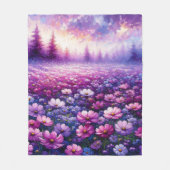 Levendig Paarse Wildflower Field Landscape Fleece Deken (Voorkant)