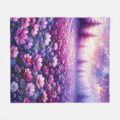Levendig Paarse Wildflower Field Landscape Fleece Deken (Voorkant (Horizontaal))