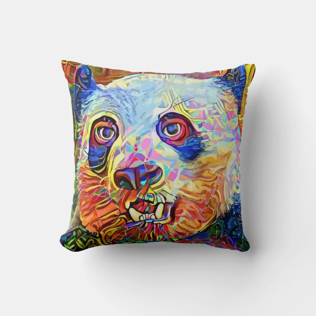 Levendig Panda Portret Kussen (Voorkant)
