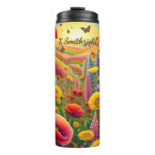 Levendig papaver lupine regenboogveld thermosbeker (Voorkant)