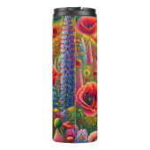 Levendig papaver lupine regenboogveld thermosbeker (Achterkant)