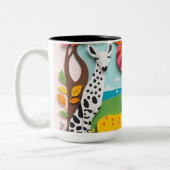 Levendig papier collage Animal Kingdom Tweekleurige Koffiemok (Links)