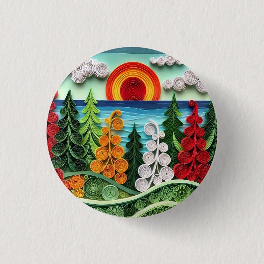 Levendig papier quilling kunst weergeven kleurrijk ronde button 3,2 cm (Voorkant)