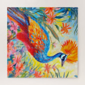 Levendig Paradijs Vogel in een weelderige tuin Legpuzzel (Horizontaal)