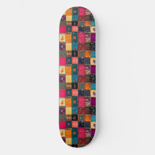 Levendig Patchwork Dekbed met Klassieke Bloemen Persoonlijk Skateboard