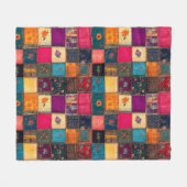 Levendig Patchworkdekbed met Klassieke Bloemmotiev Fleece Deken (Voorkant (Horizontaal))