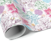 Levendig patroon met kleurrijke bloemen cadeaupapier (Rol Hoek)