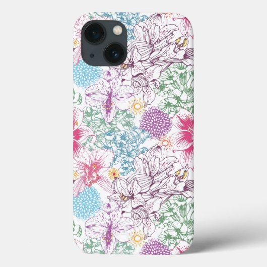 Levendig patroon met kleurrijke bloemen Case-Mate iPhone case (Achterkant)