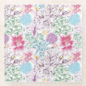 Levendig patroon met kleurrijke bloemen glazen onderzetter (Voorkant)