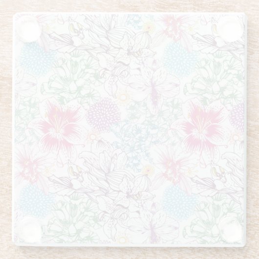 Levendig patroon met kleurrijke bloemen glazen onderzetter (Achterkant)
