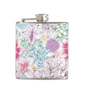 Levendig patroon met kleurrijke bloemen heupfles (Voorkant)