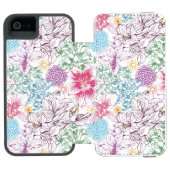Levendig patroon met kleurrijke bloemen incipio iPhone portemonnee hoesje (Agenda Open)