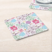 Levendig patroon met kleurrijke bloemen kartonnen onderzetters (Schuin)